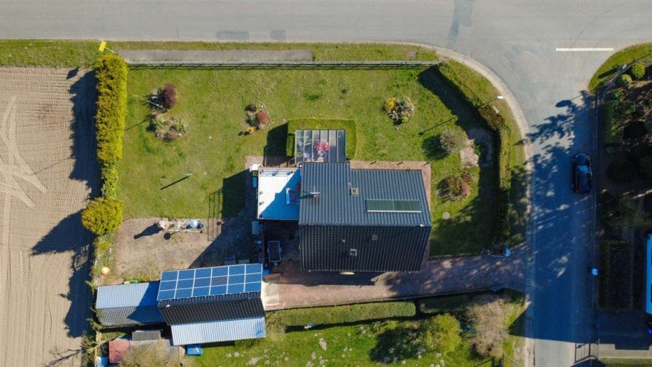 Grundst�ck Vogelperspektive Einfamilienhaus L�chow