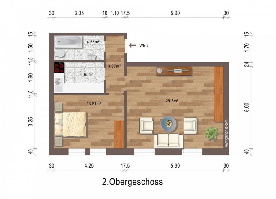 Grundriss WE Nr. 3 Etagenwohnung Bremen